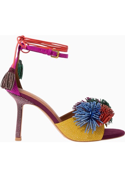 Kurt Geıger Kurt Geiger Pom Pom 70 Ankle Tie Sandals, Süet Detaylı Zarif Bağcıklı Topuklu Ayakkabı