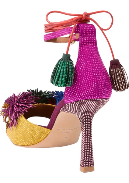 Kurt Geıger Kurt Geiger Pom Pom 70 Ankle Tie Sandals, Süet Detaylı Zarif Bağcıklı Topuklu Ayakkabı modelleri