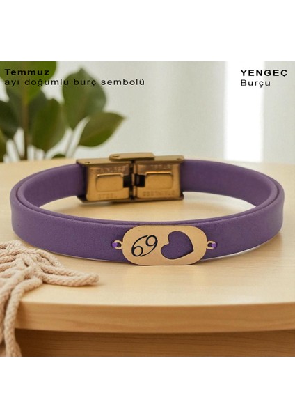 Altın Plakalı 14 Ayar Temmuz Ayı Doğumları Için Kalp Motifli Hakiki Mor Hediye BILEKLIK-558AY fiyatları
