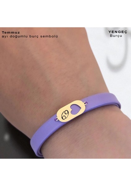 Altın Plakalı 14 Ayar Temmuz Ayı Doğumları Için Kalp Motifli Hakiki Mor Hediye BILEKLIK-558AY fırsatları
