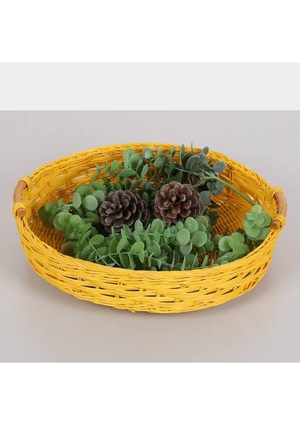 Mylamp Rattan Kulp Tasarımlı Sarı 35X 7/8 Cm. Rattan Tepsi