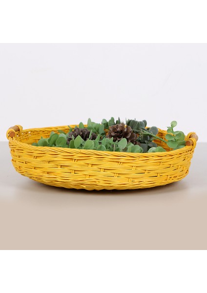 Mylamp Rattan Kulp Tasarımlı Sarı 35X 7/8 Cm. Rattan Tepsi fiyatları