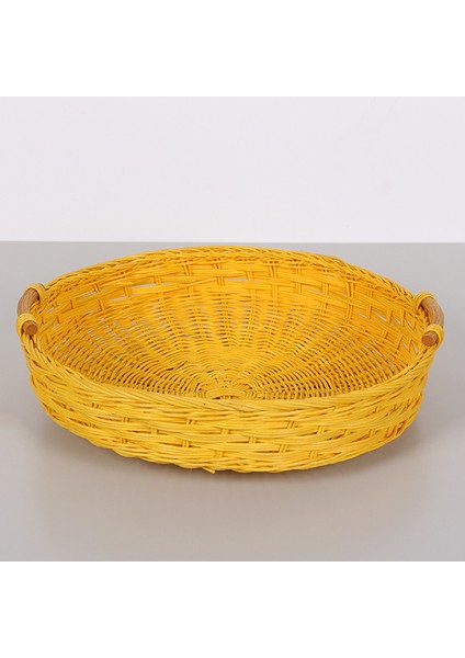 Mylamp Rattan Kulp Tasarımlı Sarı 35X 7/8 Cm. Rattan Tepsi modelleri