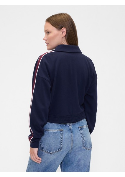 Kadın Lacivert Fransız Havlu Kumaş Varsity Koşu Ceketi fırsatları