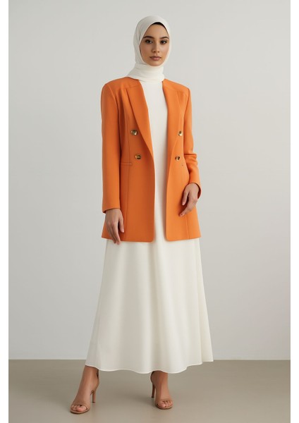 1906 Blazer Ceket Önü Kravuze Yaka Çift Düğme Kapri Kol Katlanabilir Blazer Ceket #03-25# modelleri