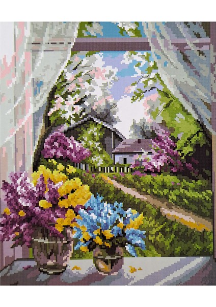 Goblen Etamin İşleme Seti 40 x 50 cm Pencere Deseni