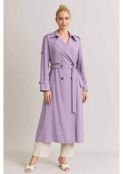 2014 Kravuze Yaka Çift Düğmeli Klasik Keten Trenç Giy Çık Kap #04-25#