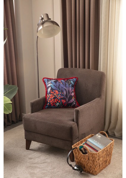 Saçaklı Desenli Çift Taraflı 43X43 Kırlent Kılıfı