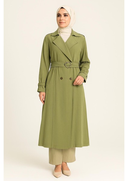 2014 Kravuze Yaka Çift Düğmeli Klasik Keten Trenç Giy Çık Kap #04-25#