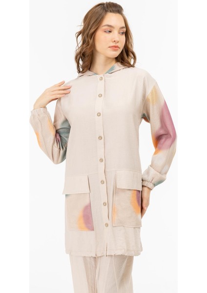 2051 Yakası Kapşonlu Önü Düğmeli Önü Cep Detaylı ve Kapişonu Fileli Pantolonun Beli Lastikli Ikili Takım #05-25# fiyatları