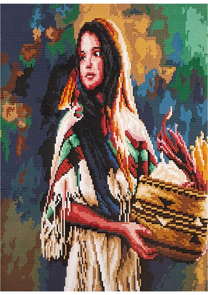 Goblen Etamin İşleme Seti 40 x 50 cm Yerli Kadın Deseni