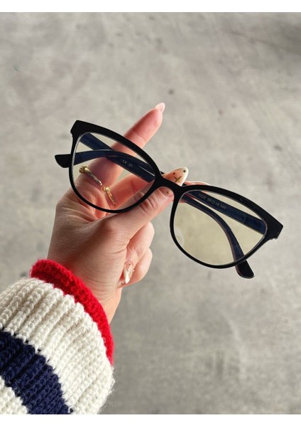 Talya Cateye Siyah Mavi Işık Filtreli Ekran Gözlüğü Optik Uyumlu Camları Değişebilir fırsatları