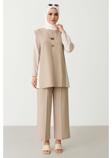 2054 Önü Sıfır Yaka Çift Renkli Kol Ucu ve Pantolonun Beli Lastikli Bol Paça Spor Takım #04-25#