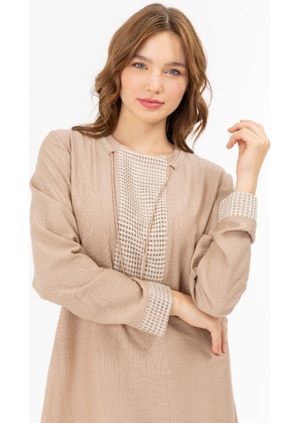 2040 Yakası Sıfır Yaka ve Ipli Kol Ucu ve Önü File Detaylı Etek Ucu Büzgülü Pantolonun Beli Lastikli Bol Paça Spor Ikili Takım #04-25# fiyatları