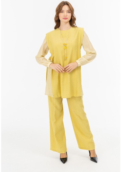 2054 Önü Sıfır Yaka Çift Renkli Kol Ucu ve Pantolonun Beli Lastikli Bol Paça Spor Takım #04-25#