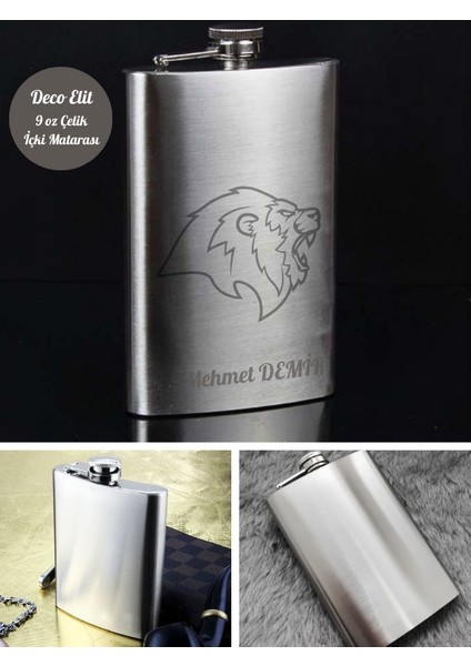 Kişiye Özel Aslan Temalı 9 Oz Çelik Cep Matarası 266 ml Içecek Cep Matarası Vip Hediye fırsatları