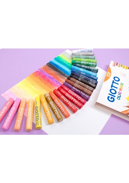 Olio Maxi 24 Renk Yağlı Pastel Boya Seti | Yoğun Renkler, Yumuşak ve Kolay Sürülür