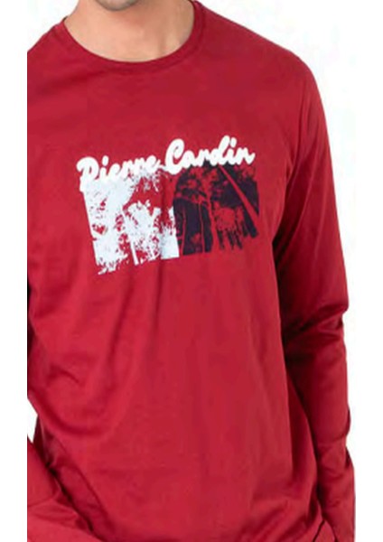 6096 Erkek Uzun Kollu Bisiklet Yaka Pijama Takımı-Bordo fiyatları