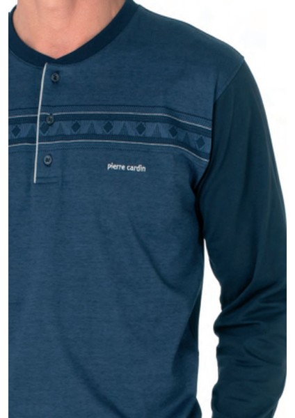 6109 Erkek Uzun Kollu Yakası Düğmeli Pijama Takım-Saks fiyatları