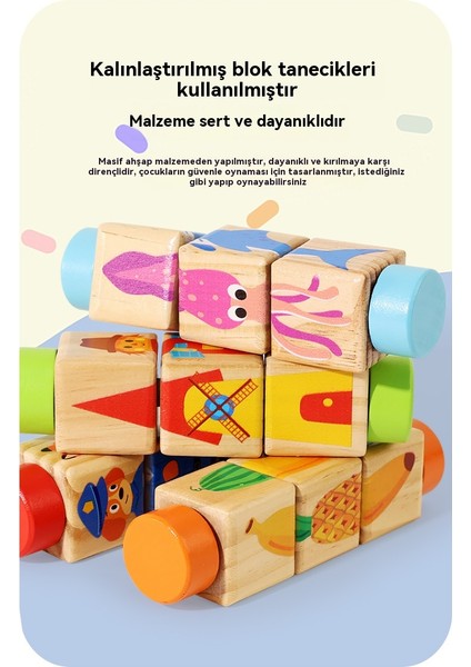 Çocuklar Ahşap Döner Bloklar Yapboz Erken Eğitim Oyuncak (Yurt Dışından) fiyatları