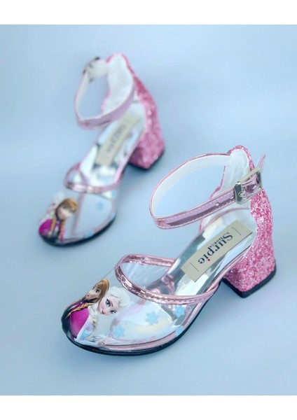 Karakterli Şeffaf Topuklu Ayakkabı, Çocuk Topuklu Ayakkabı