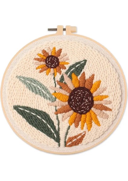 Tulip Ayçiçeği Yumruğu Needlerug Yumruk Kiti En Talimatları Iplik Iplik Iplik Dıy Hediye Için Damgalı Bez Kalem: C2/boyut: 20 cm Hoop ile (Yurt Dışından)