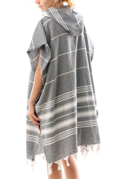 Kadın Bornoz Panço Peştemal Pamuklu Plaj Havlusu Mavi fiyatları