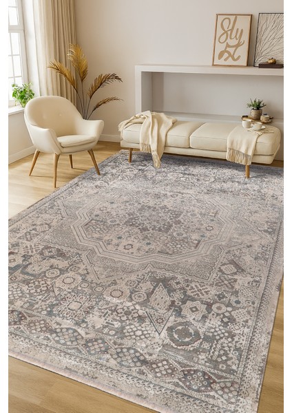 Poema PO010 Krem Uzun Ömürlü Yumuşak Dokulu Salon Mutfak Koridor Oturma Odası Yolluk Halı