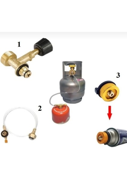 Kamp Bütan Propan Gaz Kartuşu Dolum Aparatı Piknik Tüpünden Gaz Doldurma (Dar Çember) T Musluk fiyatları