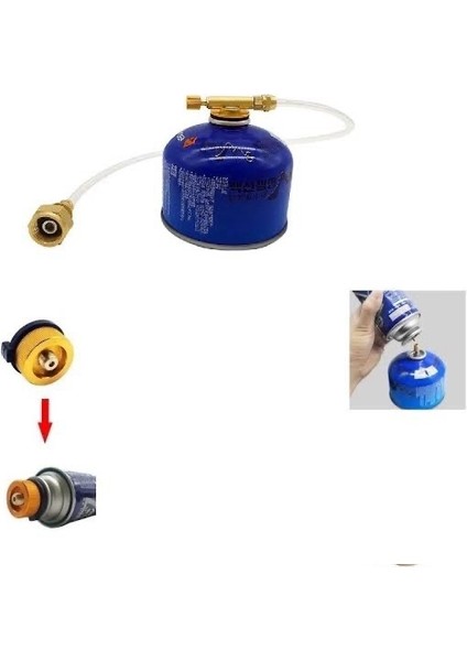 Kamp Bütan Propan Gaz Kartuşu Dolum Aparatı Piknik Tüpünden Gaz Doldurma (Dar Çember) T Musluk