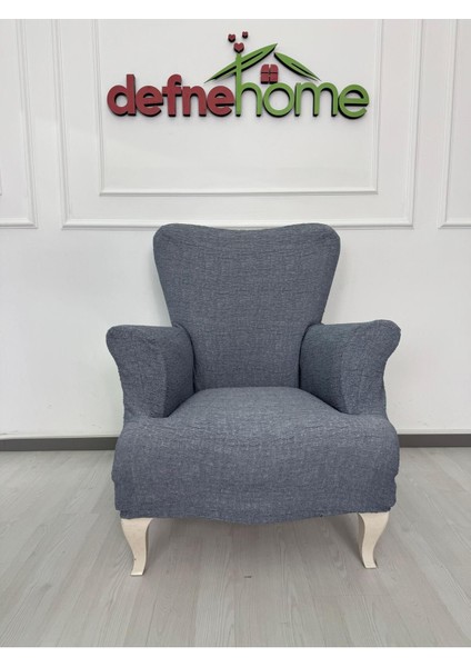 Döşemelik Kumaş Düz Keten Lastikli Kayma Yapmayan 1 Adet Berjer Koltuk Örtüsü
