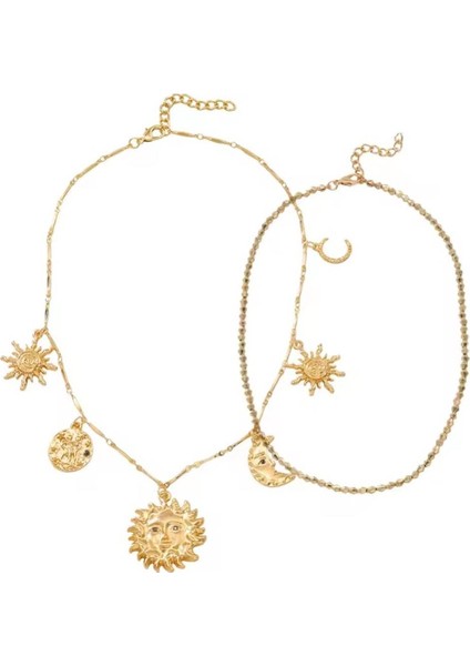 Astral Çoklu Charmlı Zincir ve Boncuklu Ikili Kolye fırsatları