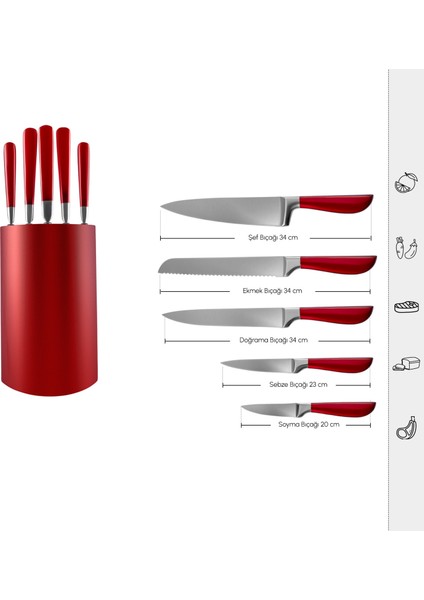 Flash Red 6 Parça Standlı Bıçak Seti fiyatları