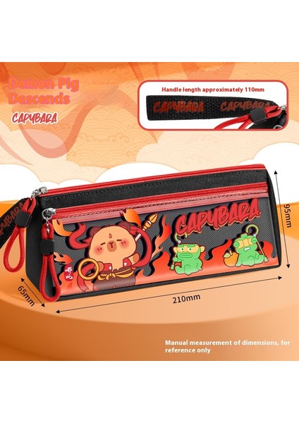 Karikatür Kalem Kutusu Ön Cep Şeffaf Pencereli Sevimli Taşınabilir Kırtasiye Çantası (Yurt Dışından)