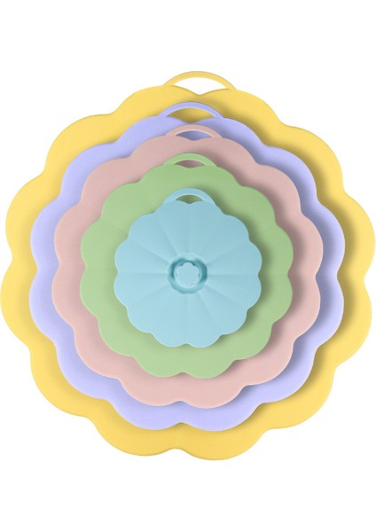 Silikon Taze Kapak 5'li Set Silikon Sızdırmazlık Kapakları Bardak Kapakları Kase Kapakları (Yurt Dışından)