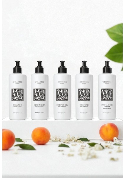 White Tea & Apricot Shampoo 380 Ml+Conditioner 380 Ml+Shower Gel 380 Ml+Hand Wash 380 Ml+Hand & Body Lotion 380 ml