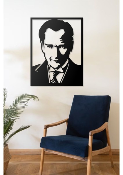 Atatürk Silüeti Portresi Tasarımlı Dekoratif Metal Duvar Tablosu