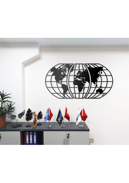 Üçlü Standart Dünya Tasarımlı Dünya Haritası Temalı Dekoratif Modern Metal Duvar Tablosu fiyatları