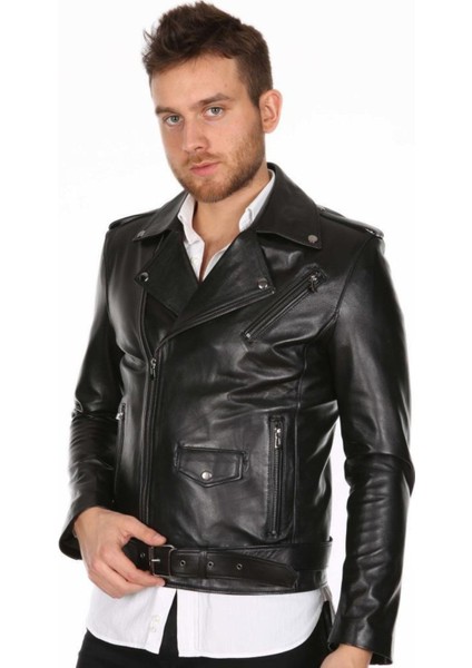 Hakiki Deri Siyah Erkek Deri Mont Belden Kemerli Üç Cepli modelleri