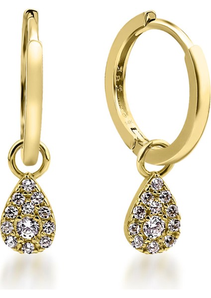 14 Ayar Altın Damla Form Mini Halka Küpe