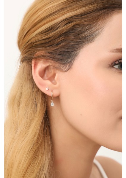 14 Ayar Altın Damla Form Mini Halka Küpe modelleri