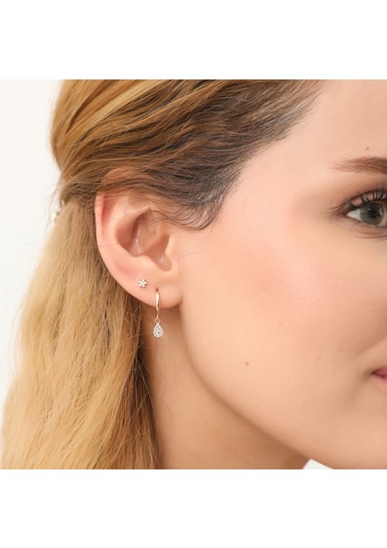 14 Ayar Altın Damla Form Mini Halka Küpe fırsatları