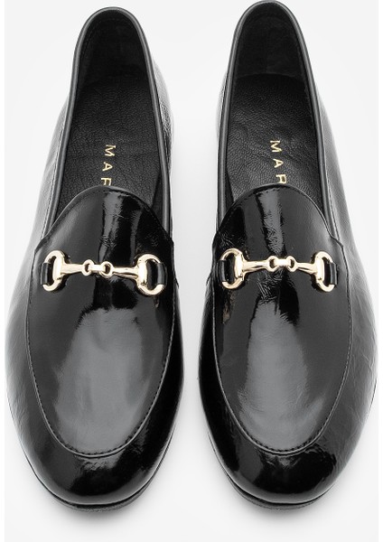 Kadın Deri Zincirli Loafer Günlük Ayakkabı Tanle