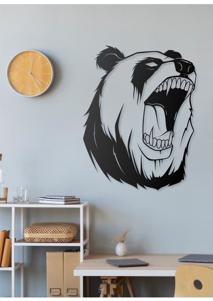 Desenli Boz Ayı Tasarımlı Hayvan Figürlü Metal Dekoratif Modern Duvar Tablosu Ev ve Ofis Için fırsatları