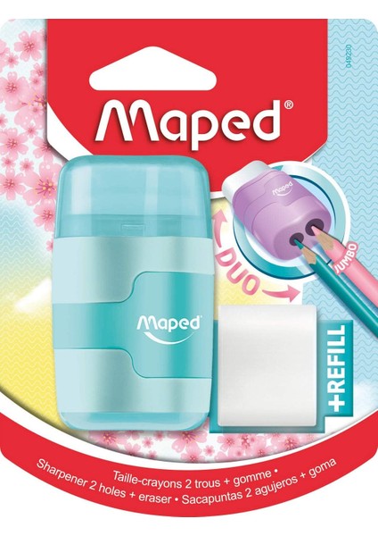 - Çift Delikli Pastel Renklerde Kalemtraş + Silgi Ikilisi