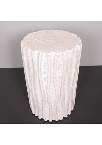 Mylamp Aksa Beyaz Fildişi Mungur Sehpa 30X50 cm