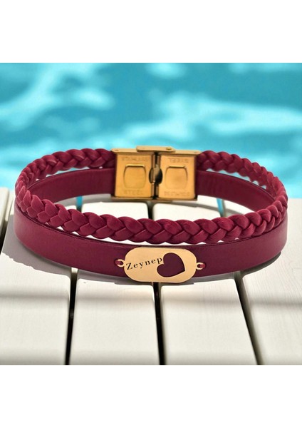 14 Ayar Altın Plakalı Zeynep Ismine Özel Doğal Bordo Derili Kalp Figürlü Hediye BILEKLIK-559ISIM fiyatları