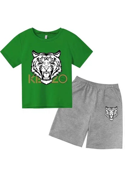 3-13 Yıl Çocuklar Tiger Head Summer 2pcs Boş Zaman Nefes Alabilir T-Shirts+Pantolon Spor Takımları Erkek Kız Günlük Kıyler Çocuklar Clothescolor: 16/çocuk Boyutu: 100 (Yurt Dışından)