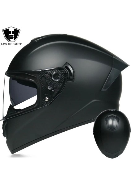 HF-701DV Unisex Tam Yüz Motosiklet Kaskı Çift Vizörlü Motokros Yarış Kaskı Dot Onaylı Large Beden