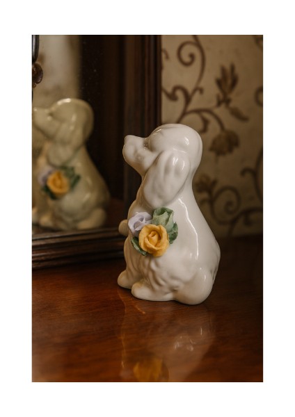 Nadir 1940’LAR Güllerle Bezeli Cordelia Cocker Spaniel Köpek Heykelciği